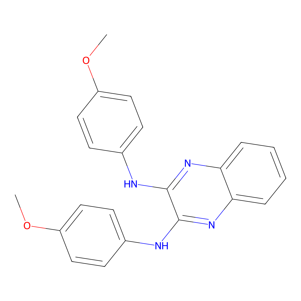 N,N'-bis(4-methoxyphenyl)quinoxaline-2,3-diamine molecular structure, CAS 67986-19-0