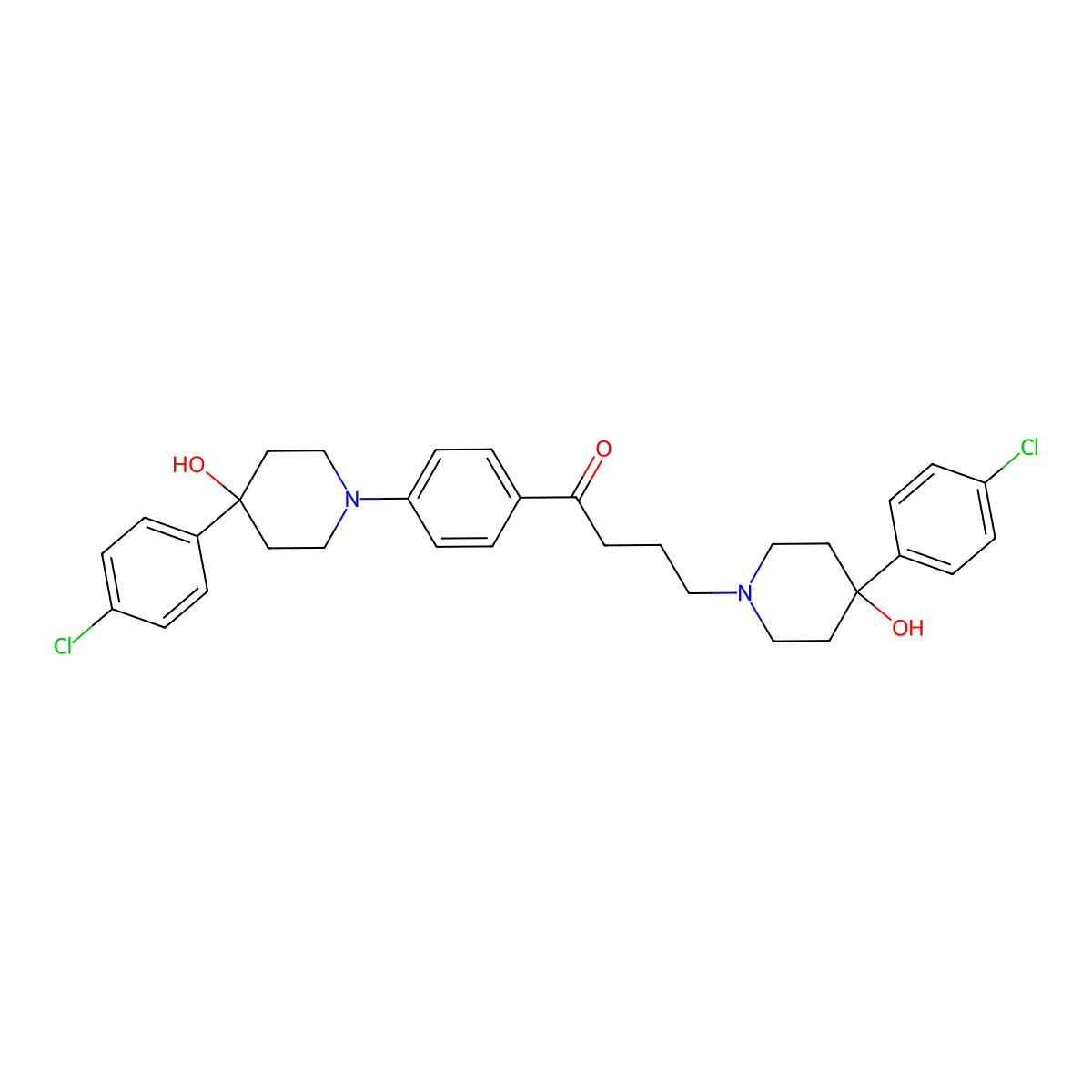 4-(4-(4-Chlorophenyl)-4-hydroxypiperidin-1-yl)-1-(4-(4-(4-chlorophenyl)-4-hydroxypiperidin-1-yl)phenyl)butan-1-one molecular structure, CAS 67987-08-0