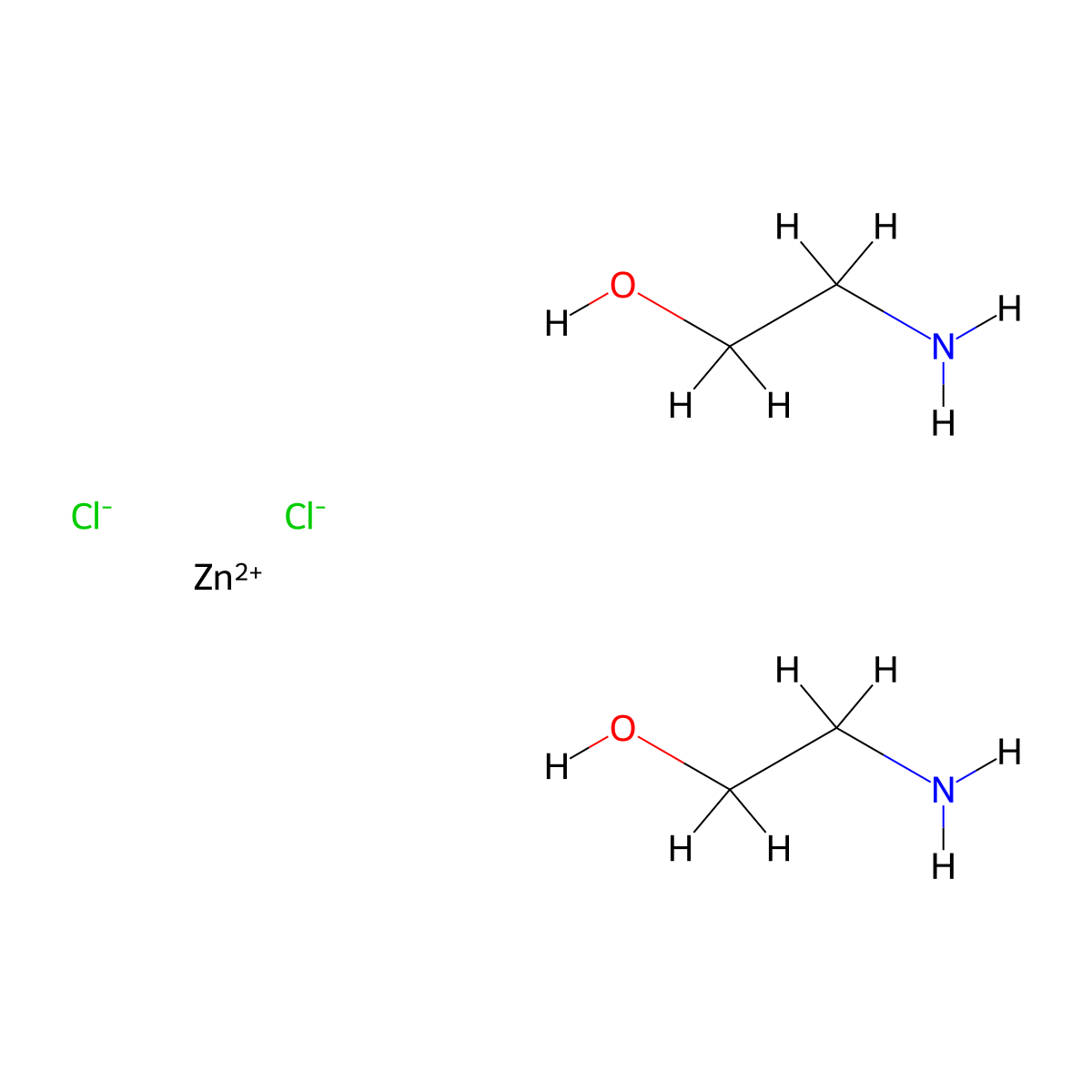 Zinc(2+), bis(2-(amino-kappaN)ethanol-kappaO)-, chloride (1:2), (T-4)- molecular structure, CAS 67989-87-1