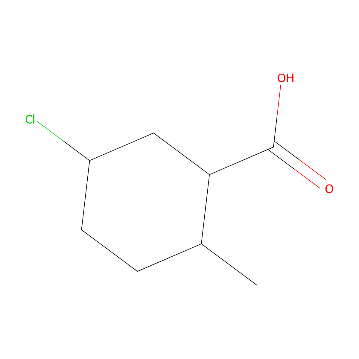 Cyclohexanecarboxylic acid, 5-chloro-2-methyl- molecular structure, CAS 67990-01-6