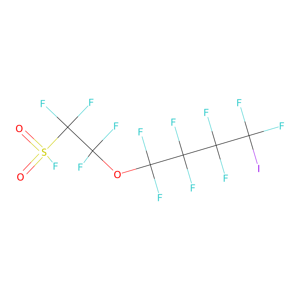 1,1,2,2-Tetrafluoro-2-(1,1,2,2,3,3,4,4-octafluoro-4-iodobutoxy)ethanesulfonyl fluoride molecular structure, CAS 67990-76-5