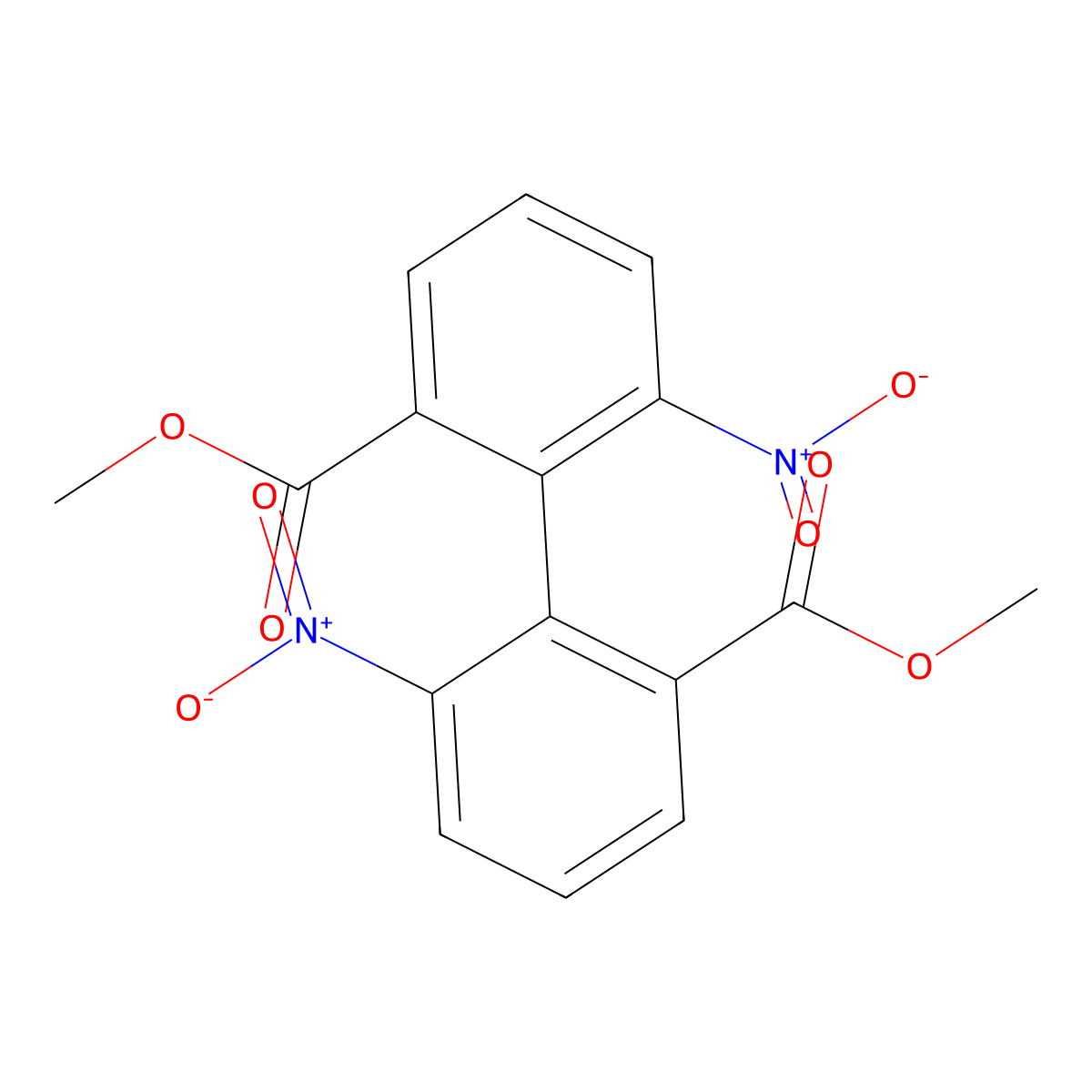 Dimethyl 6,6'-dinitro(1,1'-biphenyl)-2,2'-dicarboxylate molecular structure, CAS 67992-16-9