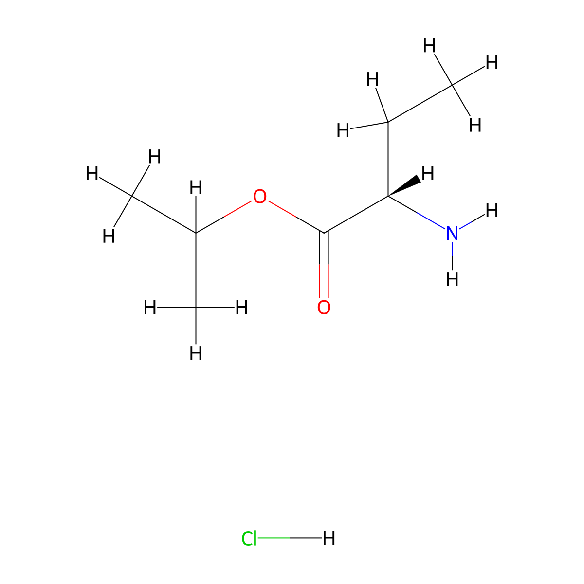 propan-2-yl (2S)-2-aminobutanoate hydrochloride molecular structure, CAS 67999-24-0