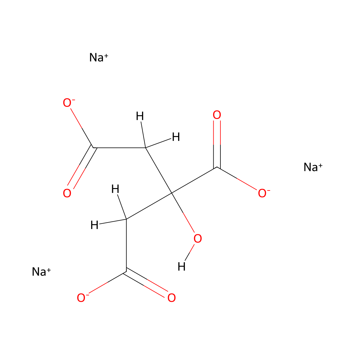 Trisodium citrate molecular structure, CAS 68-04-2
