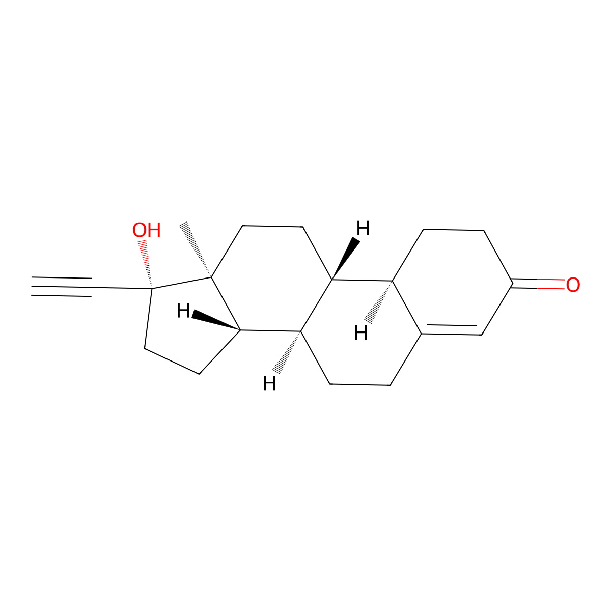 Norethindrone molecular structure, CAS 68-22-4