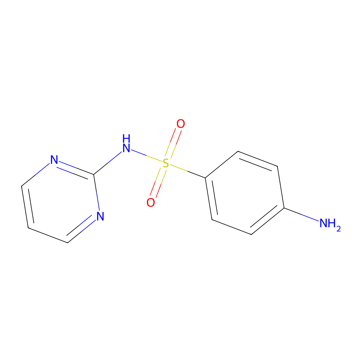 Sulfadiazine molecular structure, CAS 68-35-9