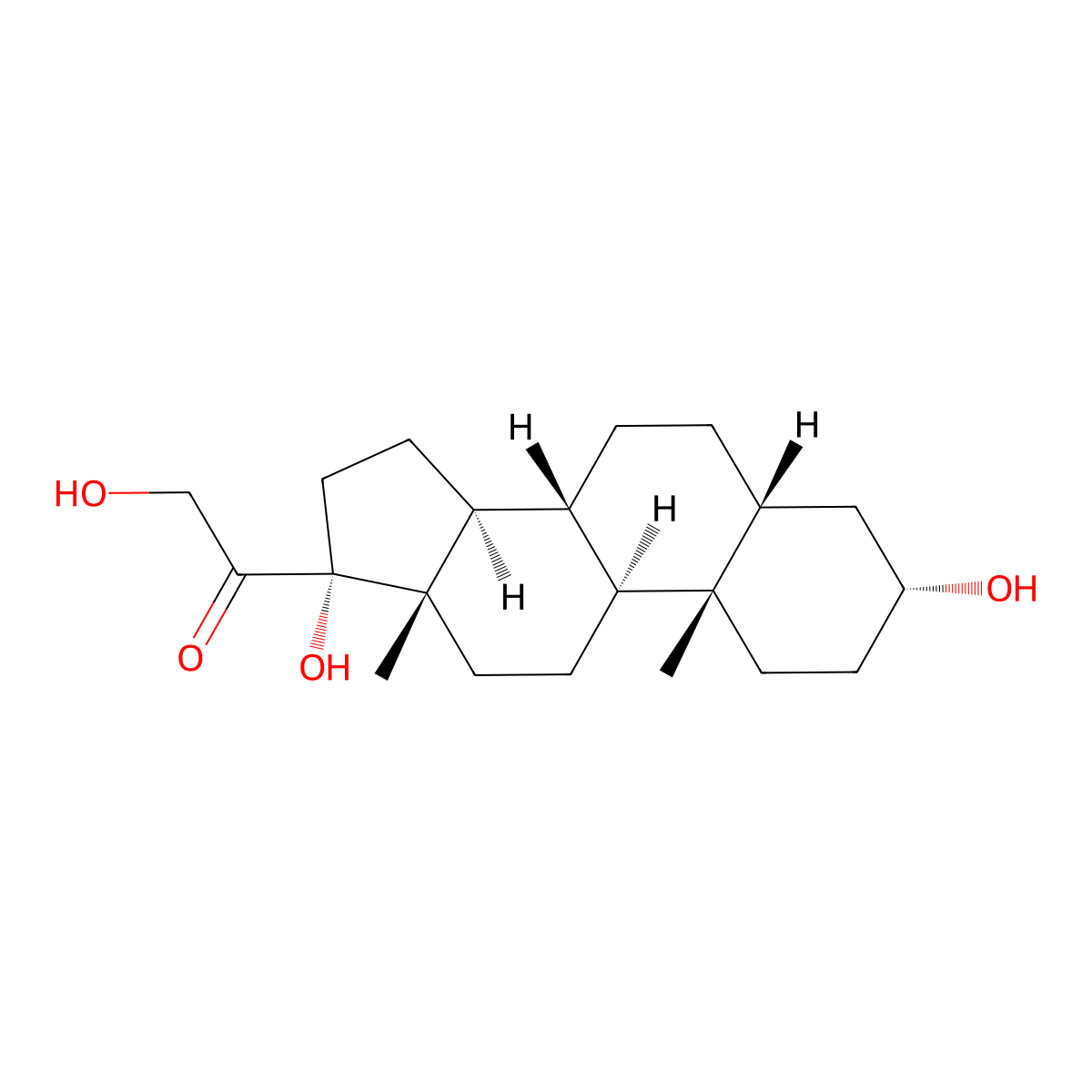 Tetrahydro-11-deoxycortisol molecular structure, CAS 68-60-0