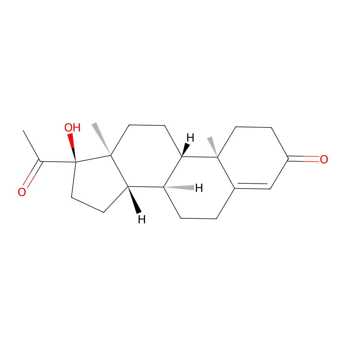 17-Hydroxyprogesterone molecular structure, CAS 68-96-2