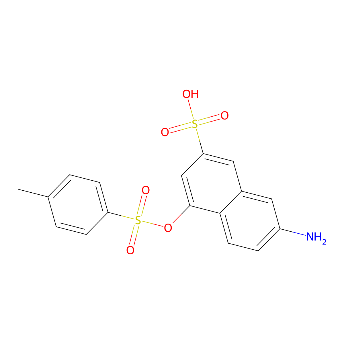 2-Naphthalenesulfonic acid, 7-amino-4-(((4-methylphenyl)sulfonyl)oxy)- molecular structure, CAS 68003-33-8