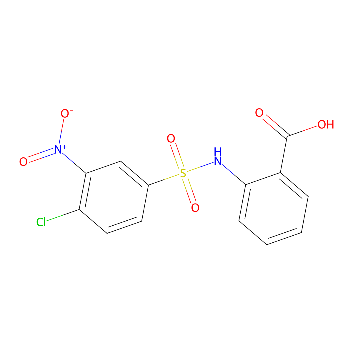 2-((4-Chloro-3-nitrophenyl)sulfonyl)anthranilic acid molecular structure, CAS 68003-38-3
