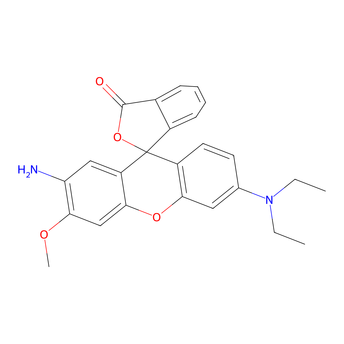 Spiro[isobenzofuran-1(3H),9'-[9H]xanthen]-3-one, 2'-amino-6'-(diethylamino)-3'-methoxy- molecular structure, CAS 68003-48-5