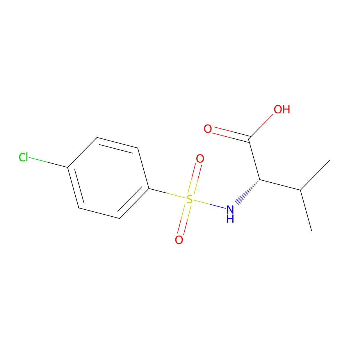 L-Valine, N-[(4-chlorophenyl)sulfonyl]- molecular structure, CAS 68005-72-1