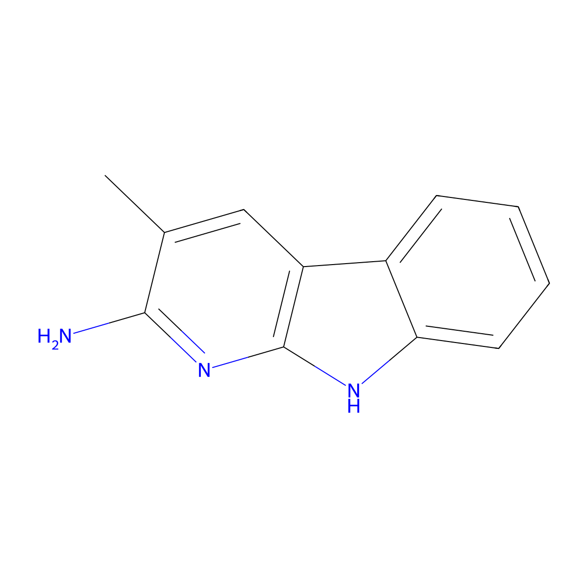 2-Amino-3-methyl-9H-pyrido(2,3-b)indole molecular structure, CAS 68006-83-7