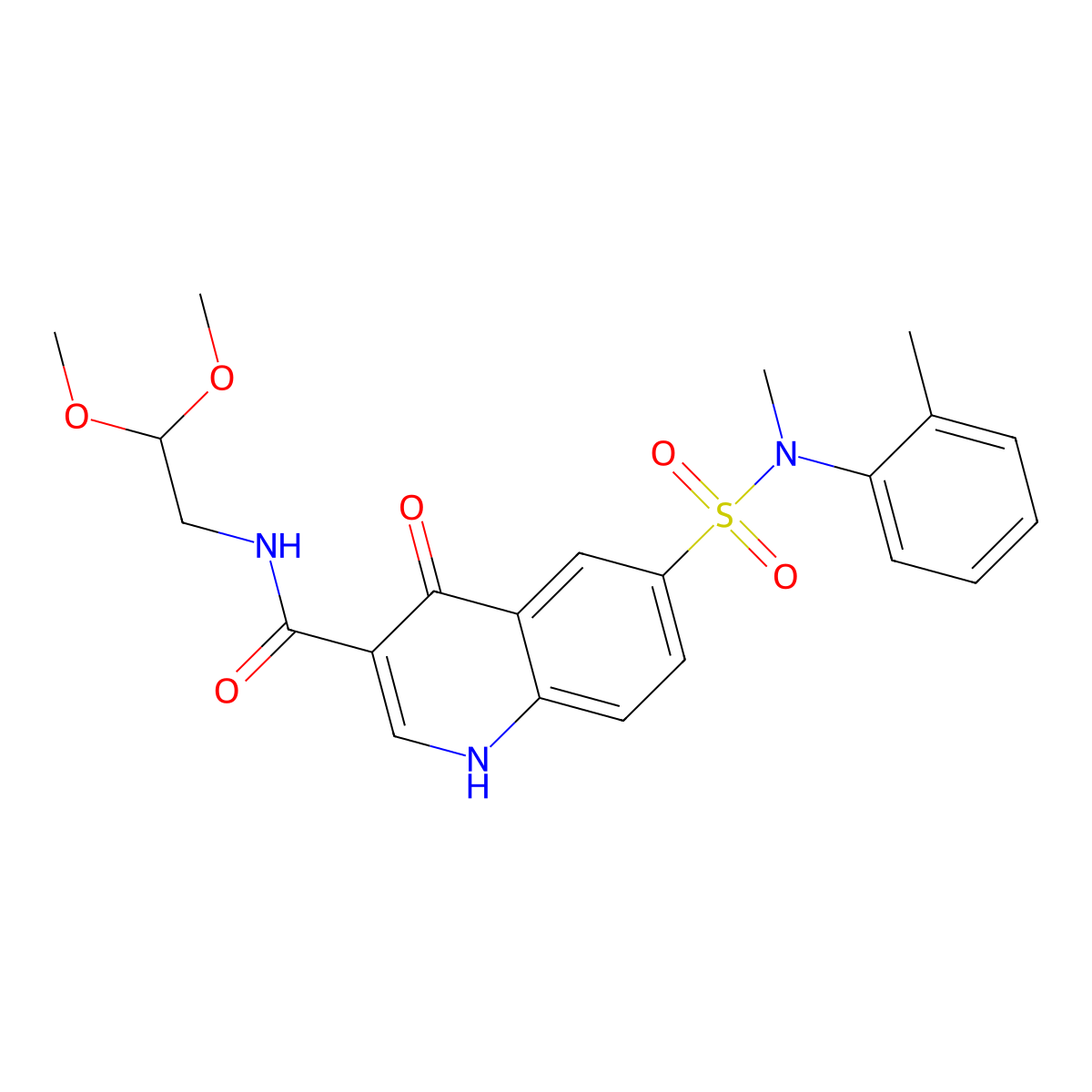 N-(2,2-Dimethoxyethyl)-6-[methyl(2-methylphenyl)sulfamoyl]-4-oxo-1,4-dihydroquinoline-3-carboxamide molecular structure, CAS 6801-62-3