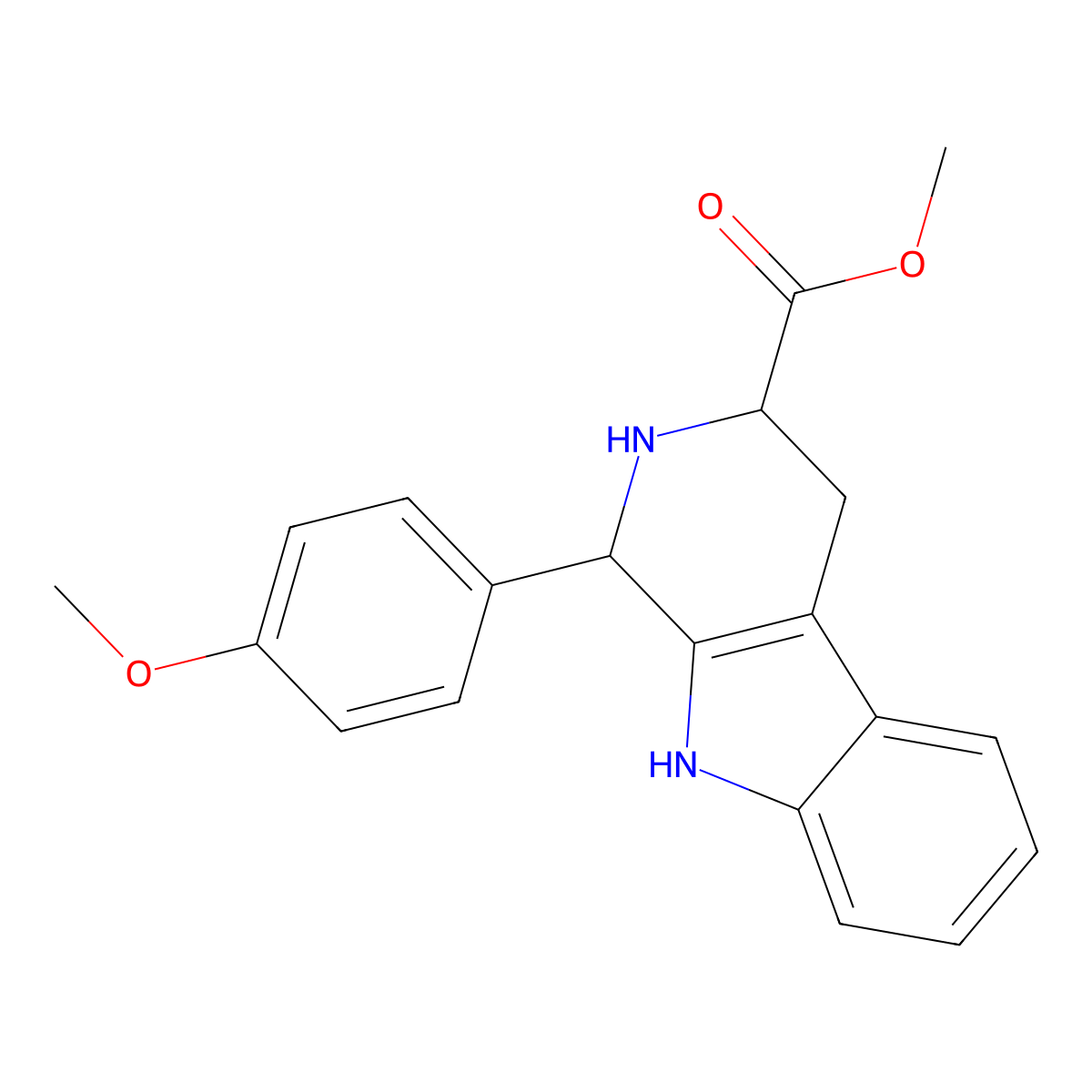 methyl 1-(4-methoxyphenyl)-2,3,4,9-tetrahydro-1H-pyrido[3,4-b]indole-3-carboxylate molecular structure, CAS 68014-36-8