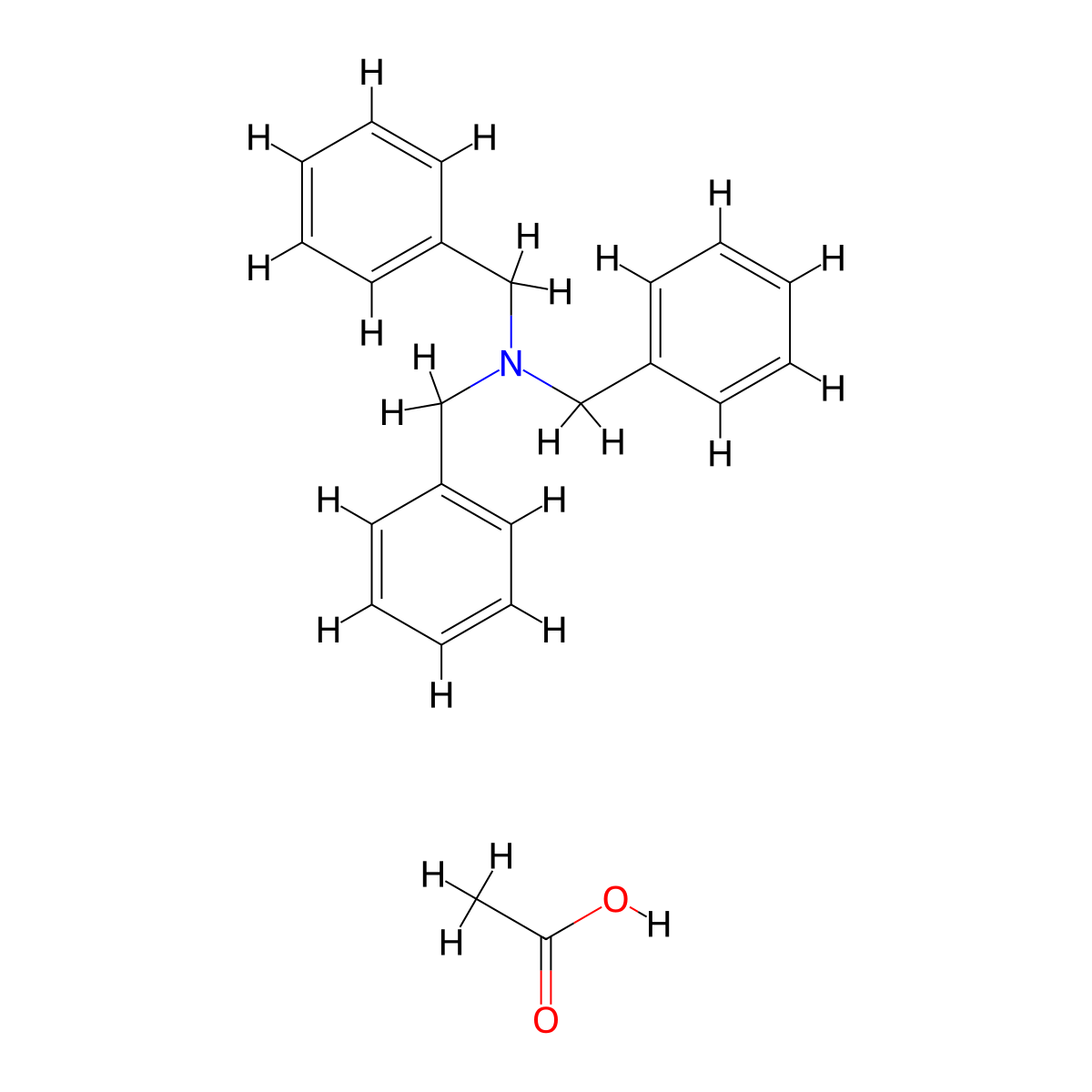 Benzenemethanamine, N,N-bis(phenylmethyl)-, acetate (1:1) molecular structure, CAS 68015-83-8