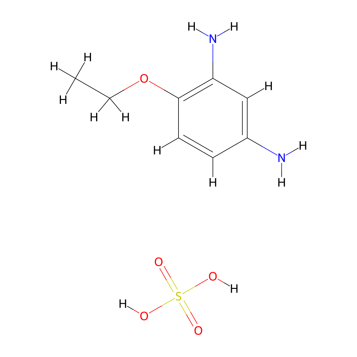 4-Ethoxy-1,3-benzenediamine sulfate molecular structure, CAS 68015-98-5