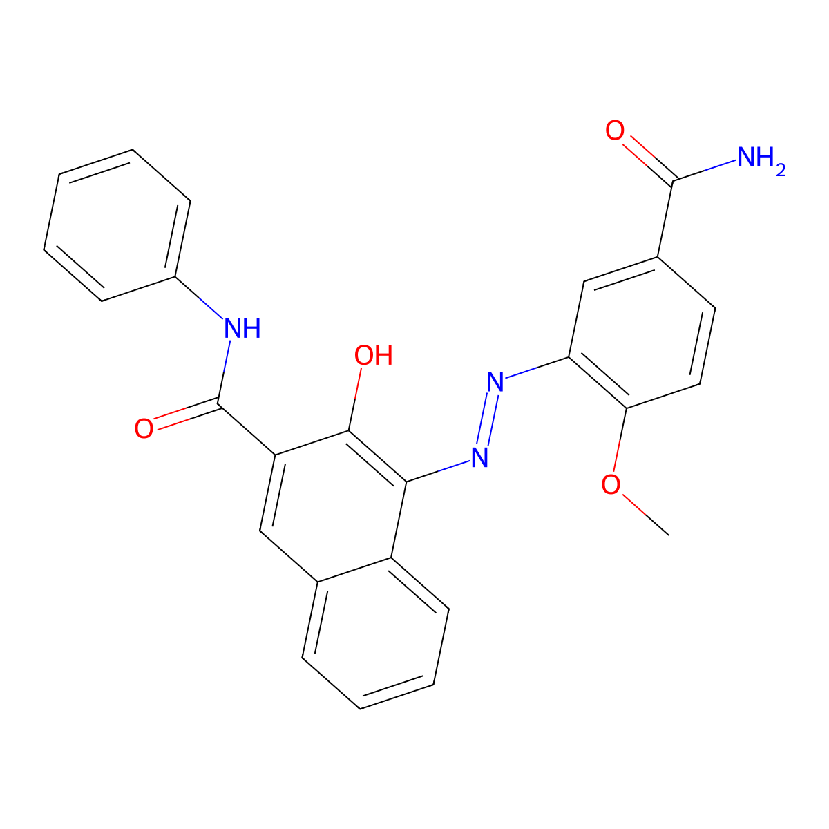 2-Naphthalenecarboxamide, 4-[2-[5-(aminocarbonyl)-2-methoxyphenyl]diazenyl]-3-hydroxy-N-phenyl- molecular structure, CAS 68016-05-7