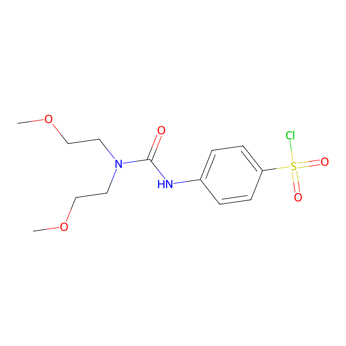 4-[3,3-Bis(2-methoxyethyl)ureido]benzenesulfonyl chloride molecular structure, CAS 680185-48-2