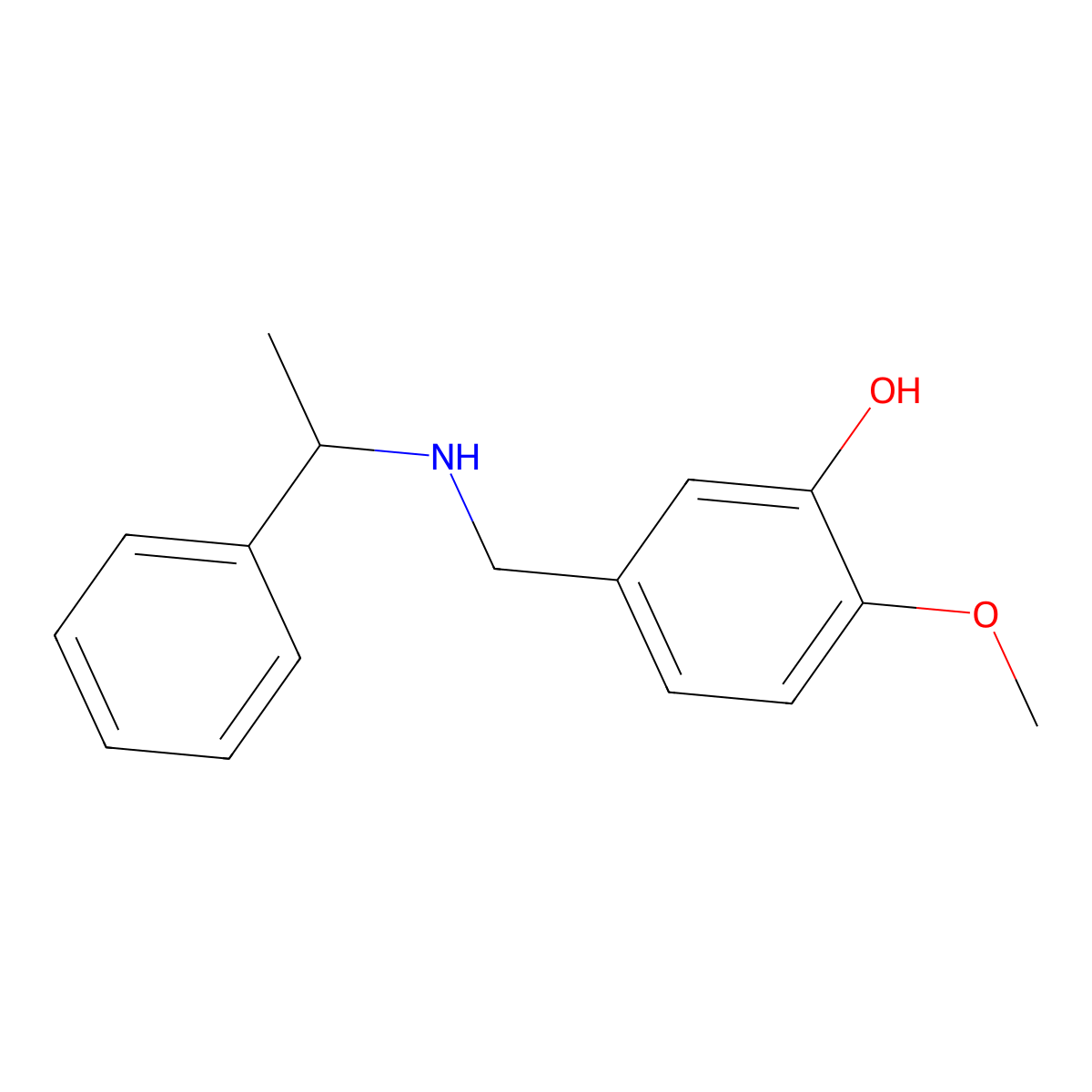 2-Methoxy-5-(((1-phenylethyl)amino)methyl)phenol molecular structure, CAS 680185-58-4