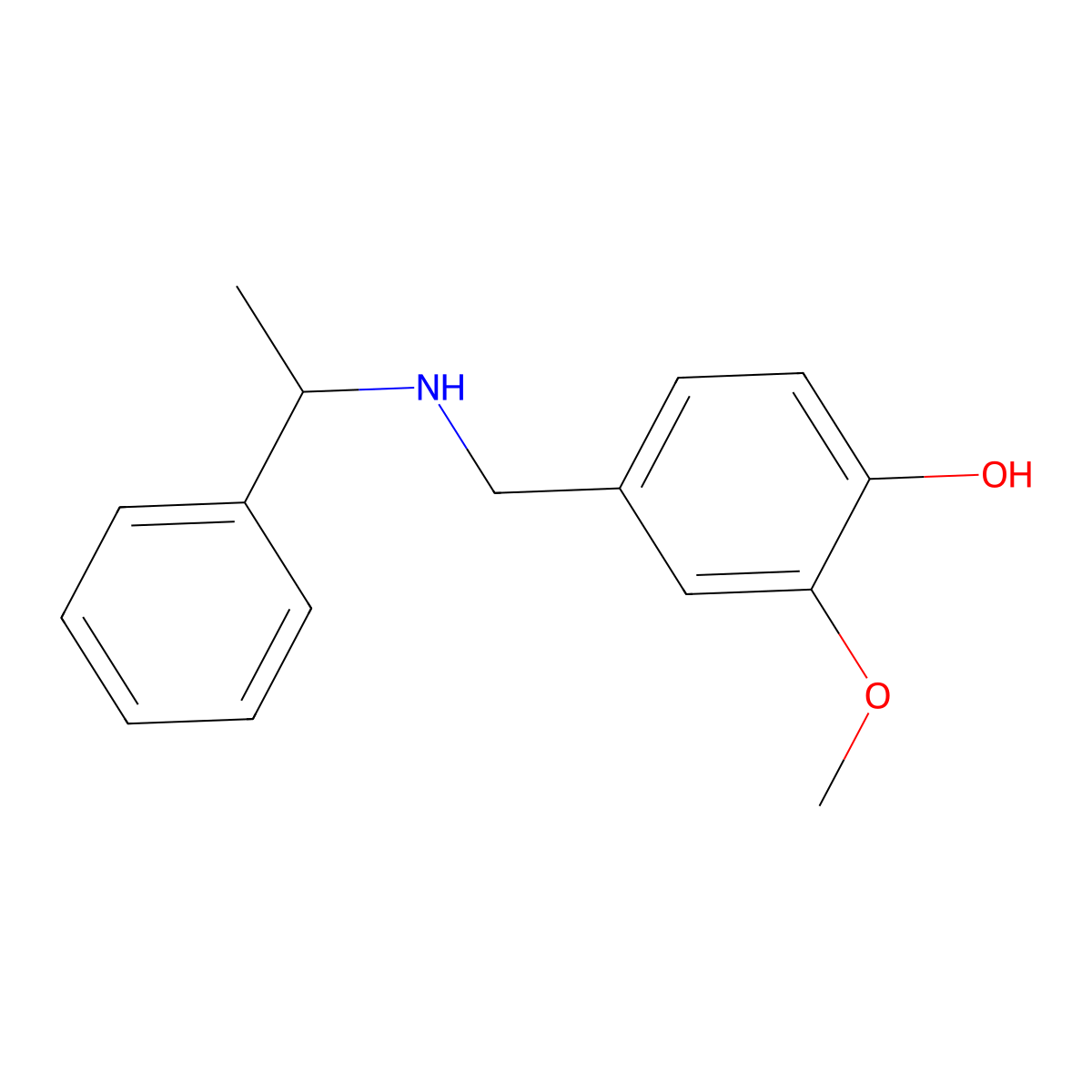 2-Methoxy-4-[(1-phenylethylamino)methyl]phenol molecular structure, CAS 680185-61-9