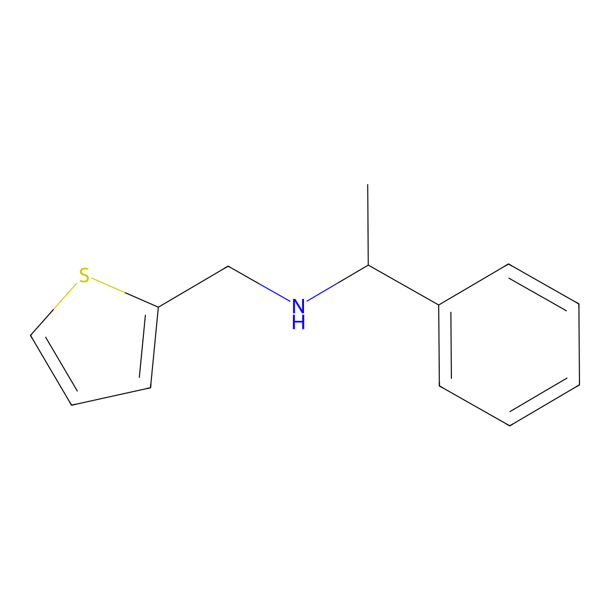 1-Phenyl-N-(2-thienylmethyl)-1-ethanamine molecular structure, CAS 680185-68-6