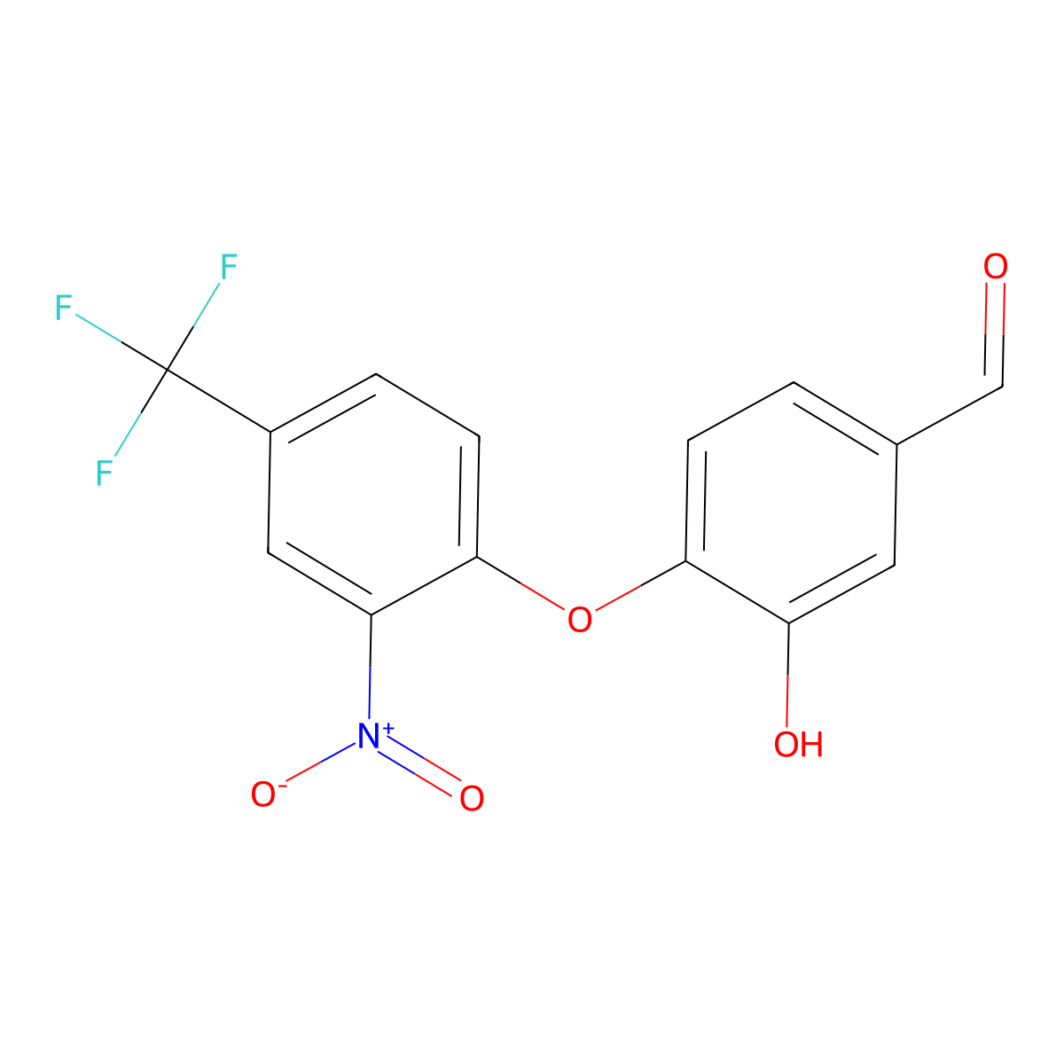 3-Hydroxy-4-(2-nitro-4-trifluoromethylphenoxy)benzaldehyde molecular structure, CAS 680185-90-4