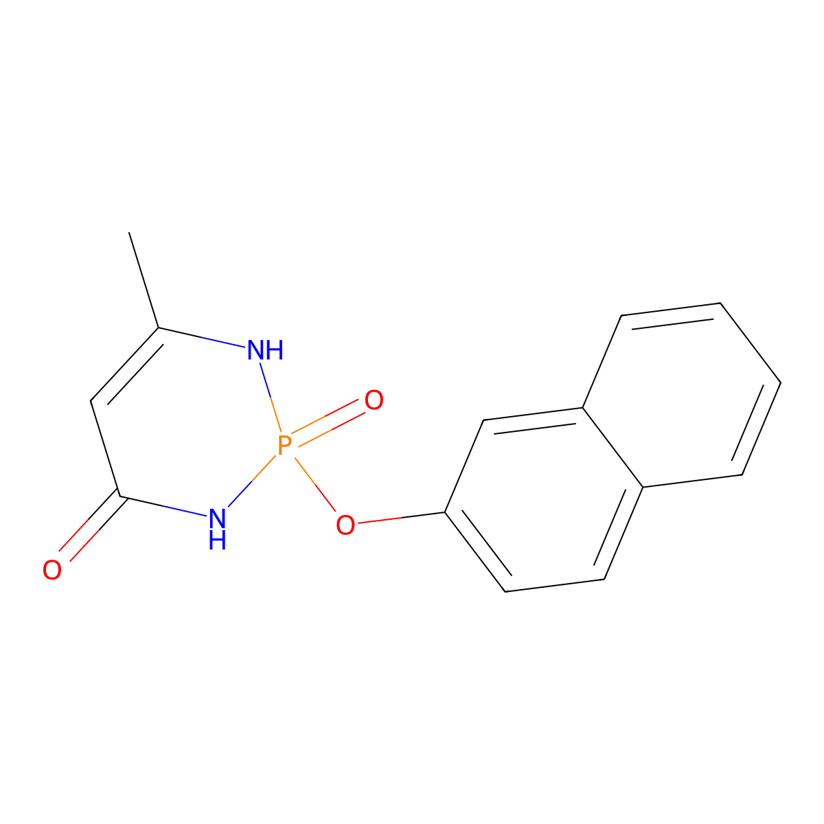 6-Methyl-2-(2-naphthyloxy)-2,3-dihydro-1,3,2-diazaphosphinin-4(1H)-one 2-oxide molecular structure, CAS 68019-54-5