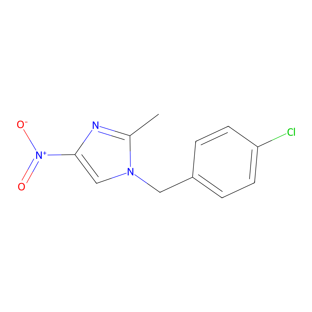 1-[(4-Chlorophenyl)methyl]-2-methyl-4-nitroimidazole molecular structure, CAS 68019-65-8