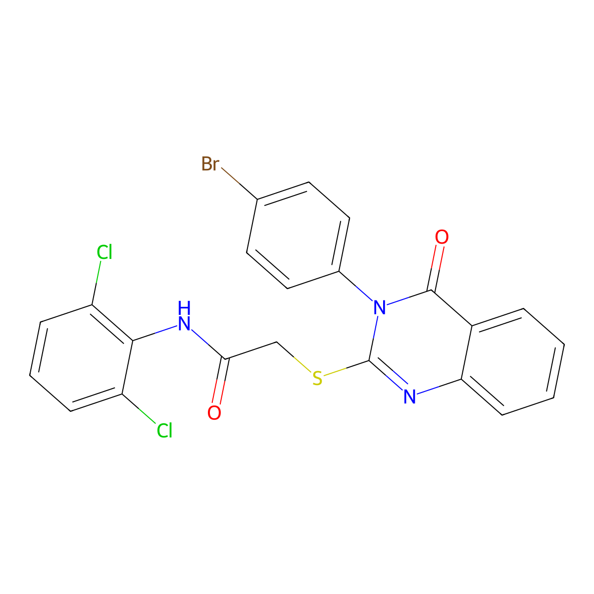 2-{[3-(4-bromophenyl)-4-oxo-3,4-dihydroquinazolin-2-yl]sulfanyl}-N-(2,6-dichlorophenyl)acetamide molecular structure, CAS 680196-78-5