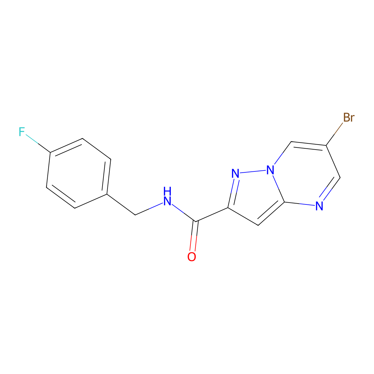 6-bromo-N-(4-fluorobenzyl)pyrazolo[1,5-a]pyrimidine-2-carboxamide molecular structure, CAS 680196-80-9