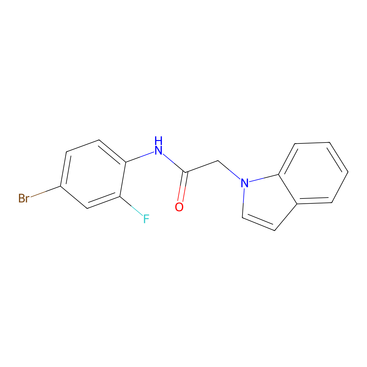 N-(4-bromo-2-fluorophenyl)-2-(1H-indol-1-yl)acetamide molecular structure, CAS 680196-94-5