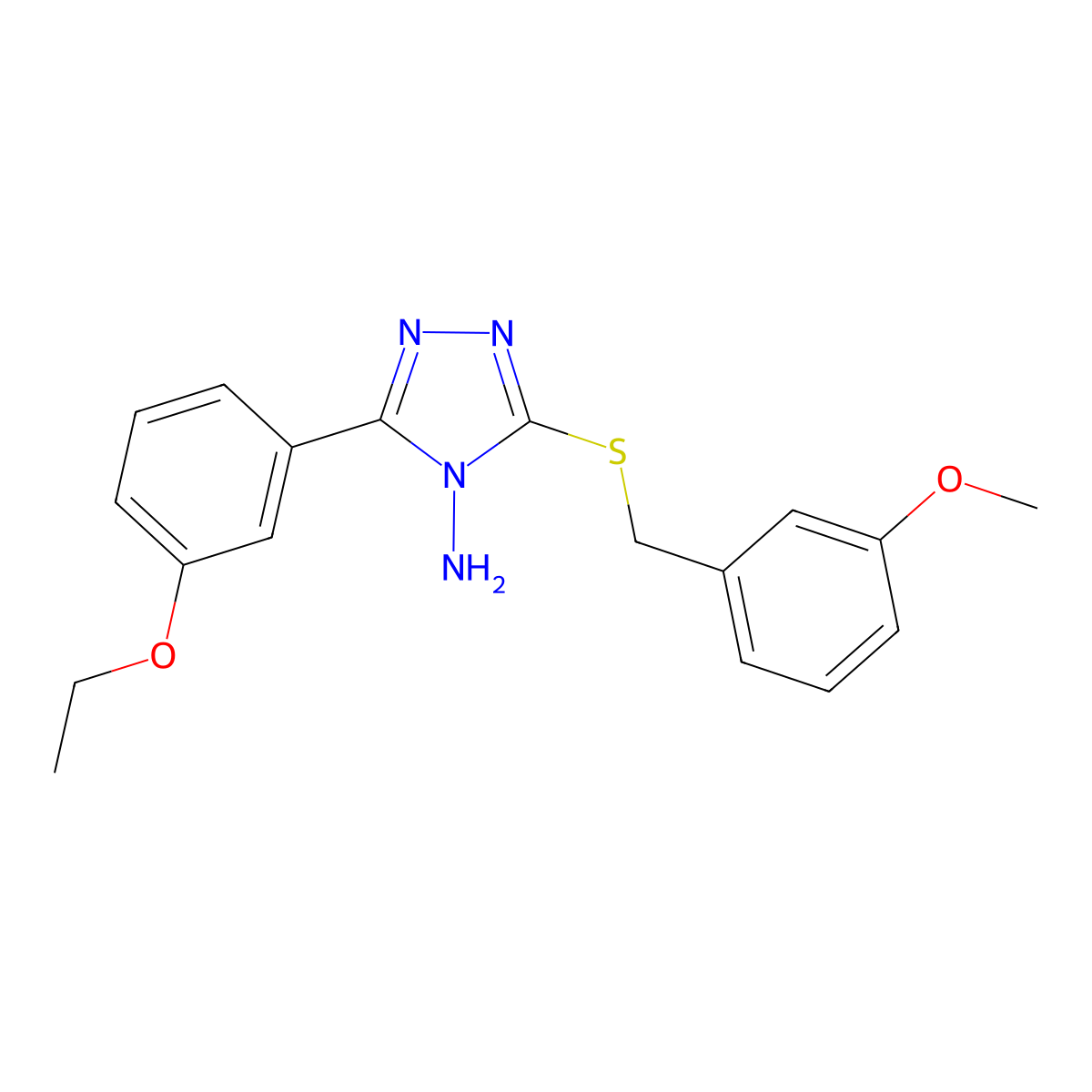 5-(3-Ethoxyphenyl)-3-[(3-methoxyphenyl)methylthio]-1,2,4-triazole-4-ylamine molecular structure, CAS 680197-06-2