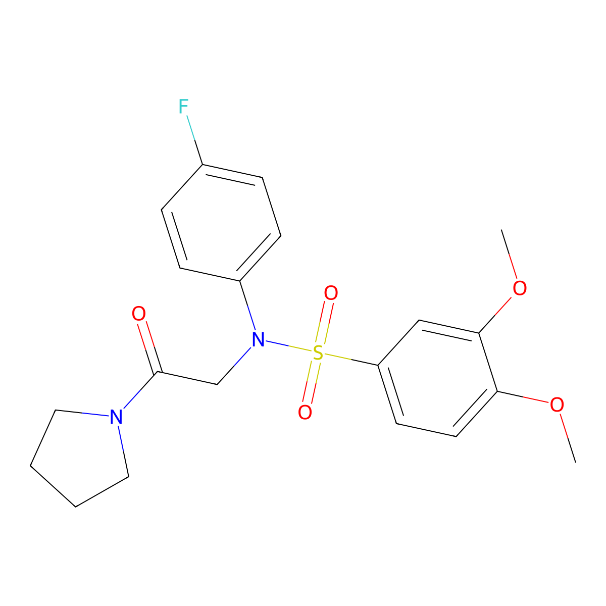 N-(4-fluorophenyl)-3,4-dimethoxy-N-(2-oxo-2-pyrrolidin-1-ylethyl)benzenesulfonamide molecular structure, CAS 680197-09-5