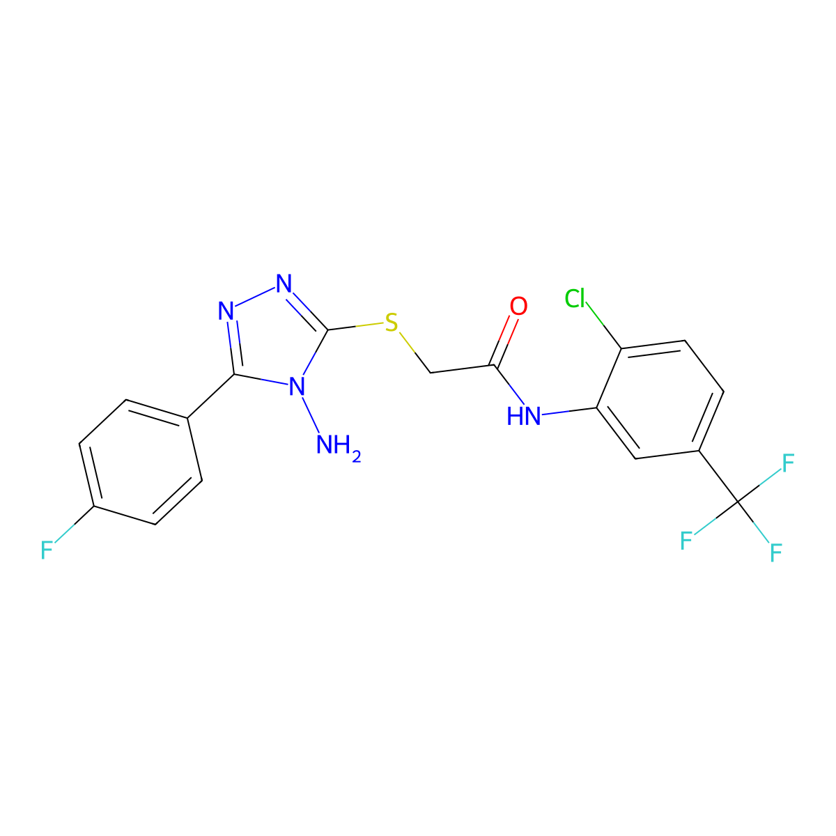 2-{[4-amino-5-(4-fluorophenyl)-4H-1,2,4-triazol-3-yl]sulfanyl}-N-[2-chloro-5-(trifluoromethyl)phenyl]acetamide molecular structure, CAS 680197-27-7