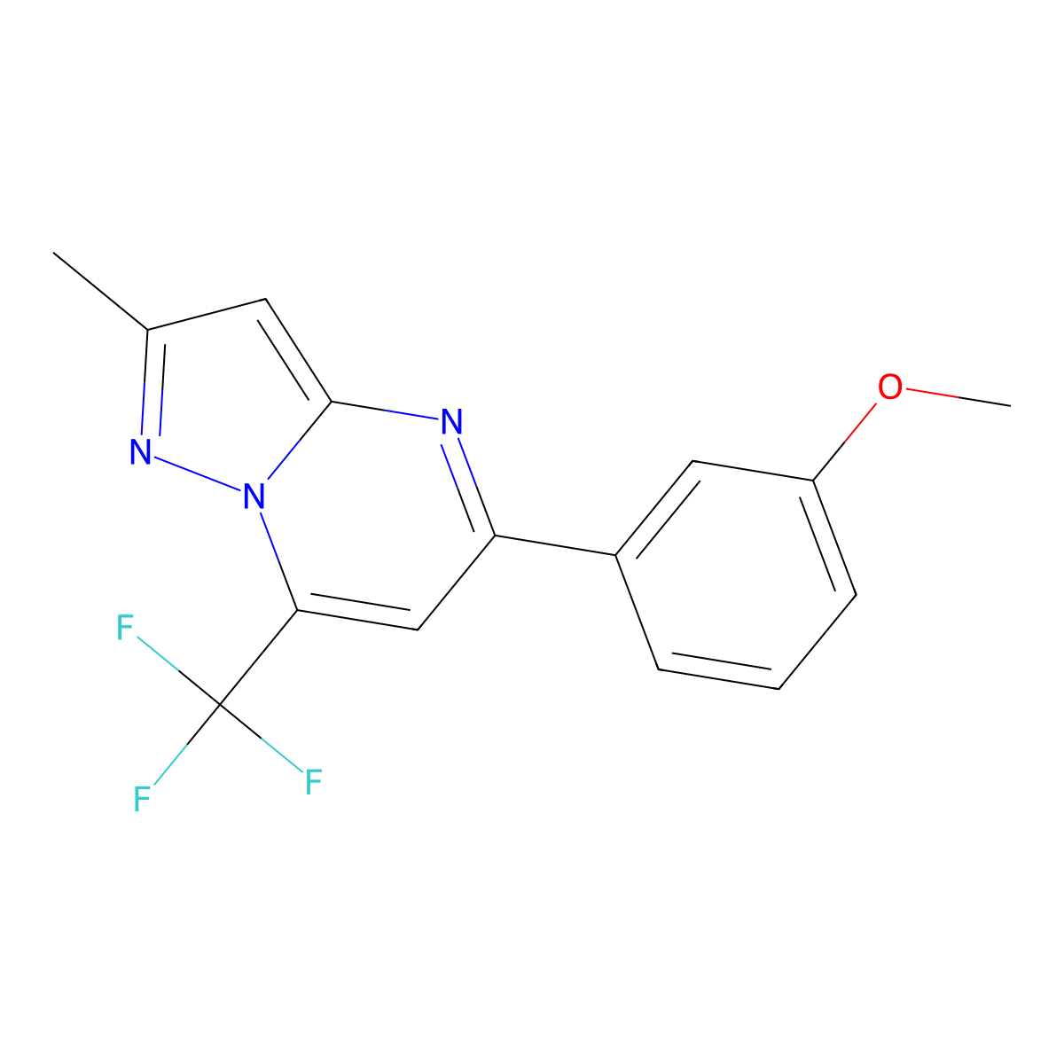 5-(3-Methoxyphenyl)-2-methyl-7-(trifluoromethyl)pyrazolo[1,5-a]pyrimidine molecular structure, CAS 680199-98-8