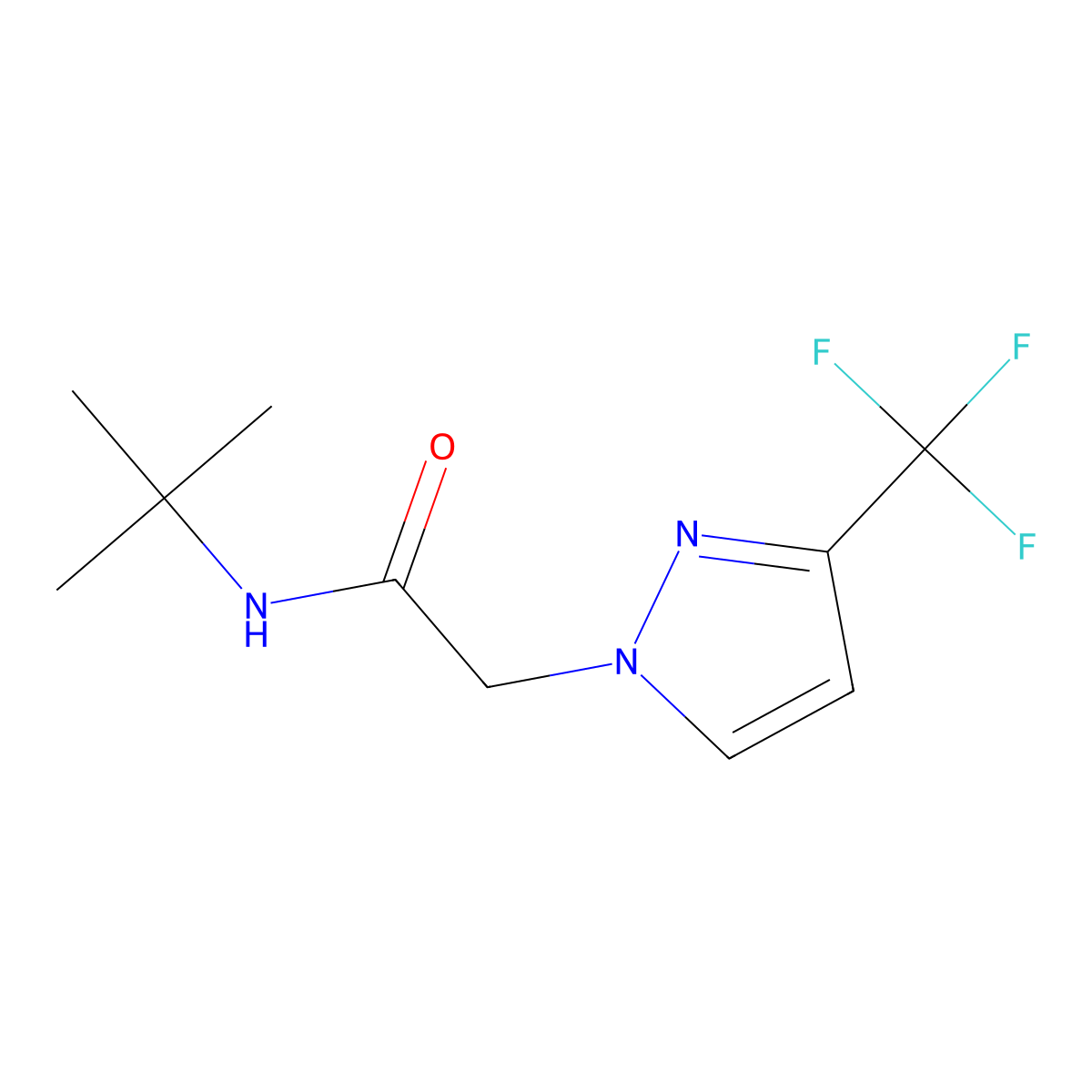 N-tert-butyl-2-[3-(trifluoromethyl)-1H-pyrazol-1-yl]acetamide molecular structure, CAS 680203-49-0