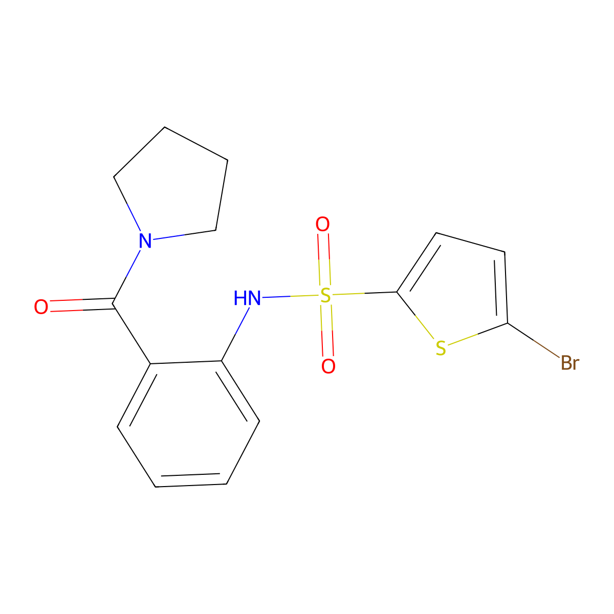 5-bromo-N-[2-(1-pyrrolidinylcarbonyl)phenyl]-2-thiophenesulfonamide molecular structure, CAS 680206-99-9