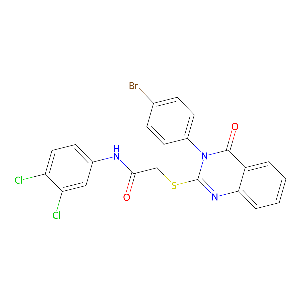 2-{[3-(4-bromophenyl)-4-oxo-3,4-dihydroquinazolin-2-yl]sulfanyl}-N-(3,4-dichlorophenyl)acetamide molecular structure, CAS 680208-32-6