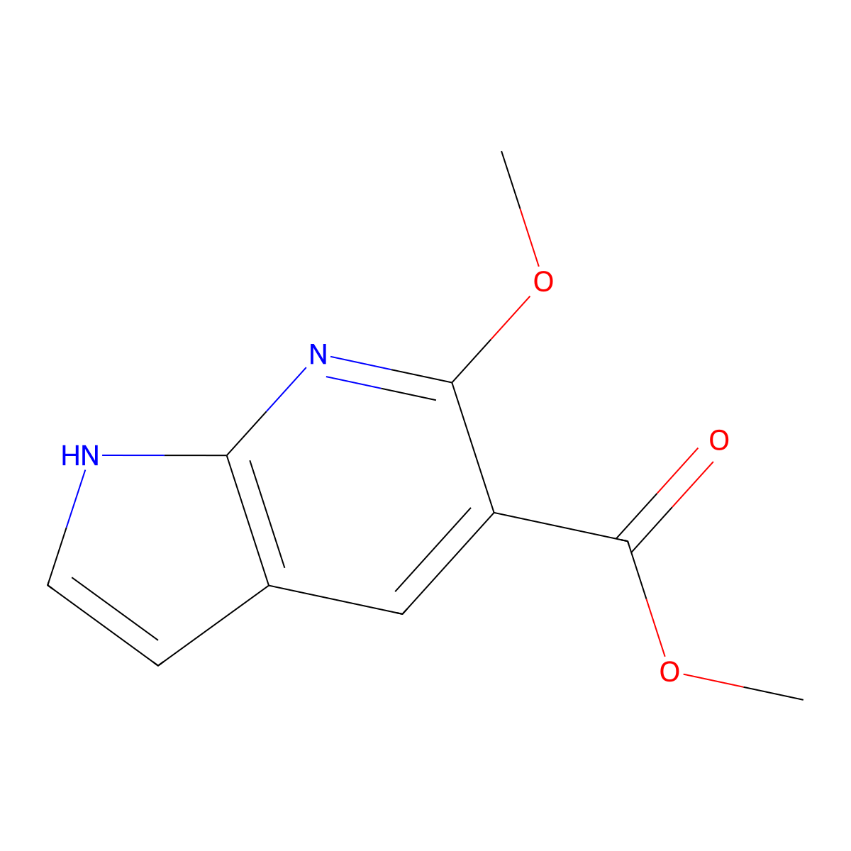 methyl 6-methoxy-1H-pyrrolo[2,3-b]pyridine-5-carboxylate molecular structure, CAS 680208-61-1