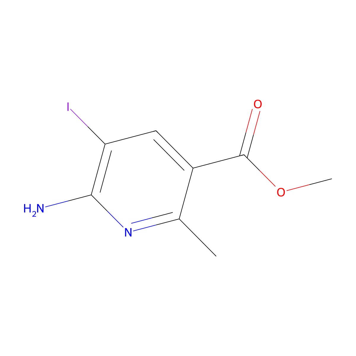 Methyl 6-amino-5-iodo-2-methylnicotinate molecular structure, CAS 680208-83-7