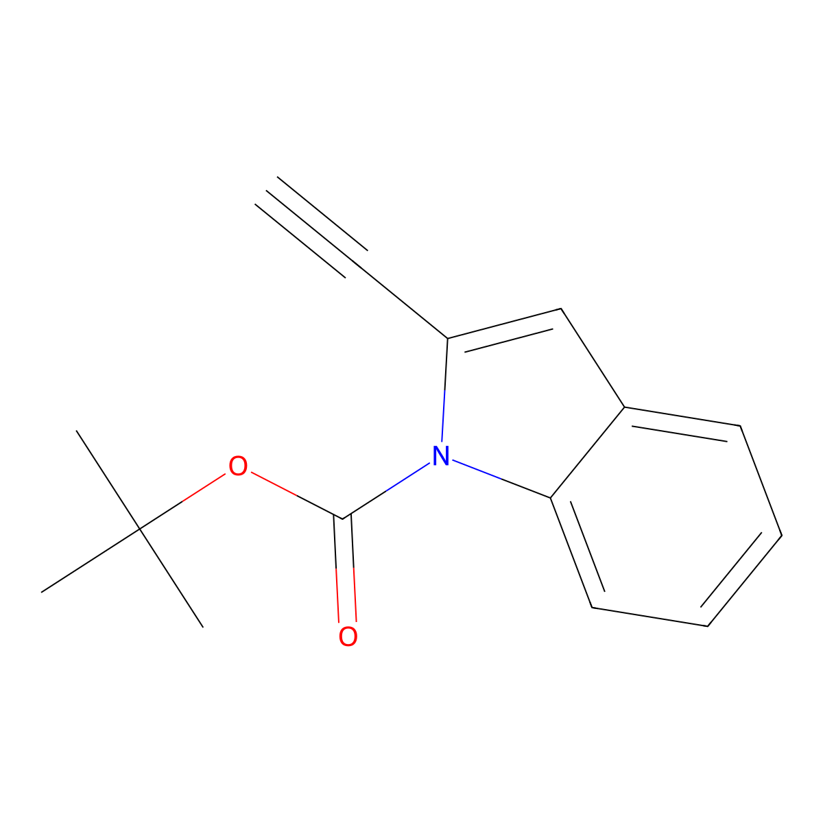 tert-butyl 2-ethynyl-1H-indole-1-carboxylate molecular structure, CAS 680210-66-6