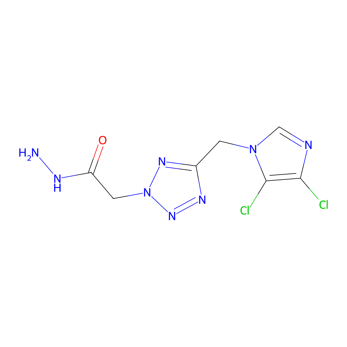 2-{5-[(4,5-dichloro-1H-imidazol-1-yl)methyl]-2H-1,2,3,4-tetrazol-2-yl}acetohydrazide molecular structure, CAS 680211-66-9