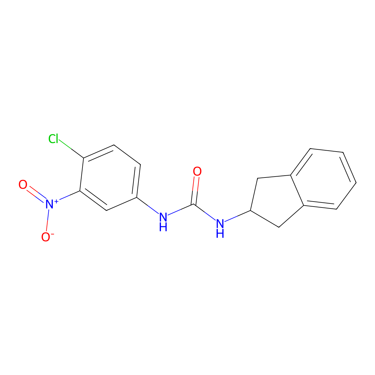 N-(4-chloro-3-nitrophenyl)-N'-(2,3-dihydro-1H-inden-2-yl)urea molecular structure, CAS 680212-00-4