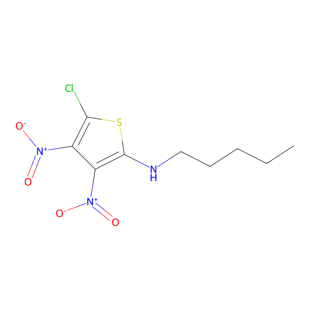 5-chloro-3,4-dinitro-N-pentylthiophen-2-amine molecular structure, CAS 680212-28-6