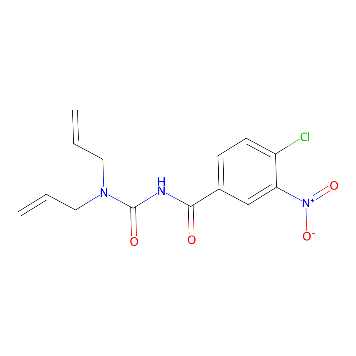 N-[bis(prop-2-enyl)carbamoyl]-4-chloro-3-nitrobenzamide molecular structure, CAS 680212-60-6
