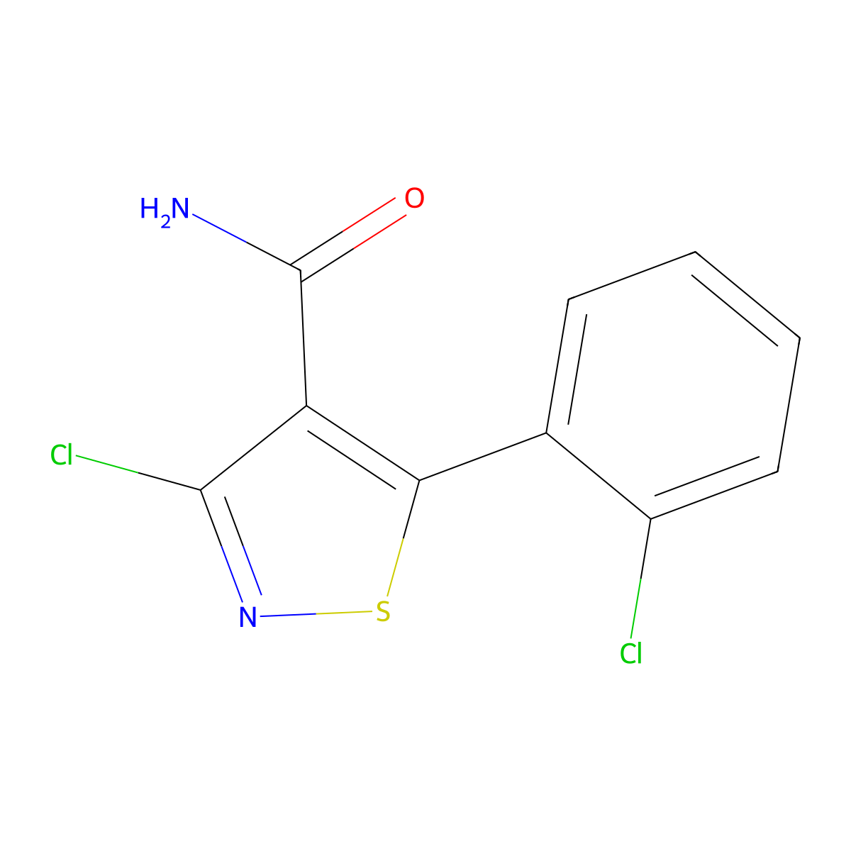 3-Chloro-5-(2-chlorophenyl)isothiazole-4-carboxamide molecular structure, CAS 680212-80-0