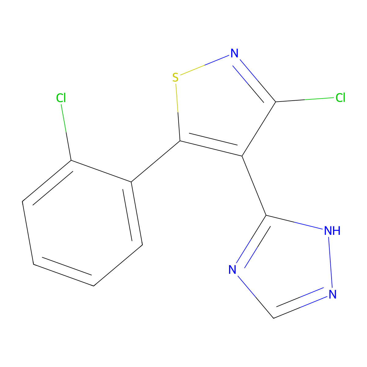 3-chloro-5-(2-chlorophenyl)-4-(1H-1,2,4-triazol-5-yl)isothiazole molecular structure, CAS 680212-89-9