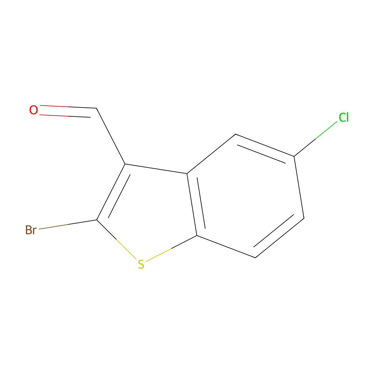 2-Bromo-5-chloro-1-benzothiophene-3-carbaldehyde molecular structure, CAS 680212-97-9