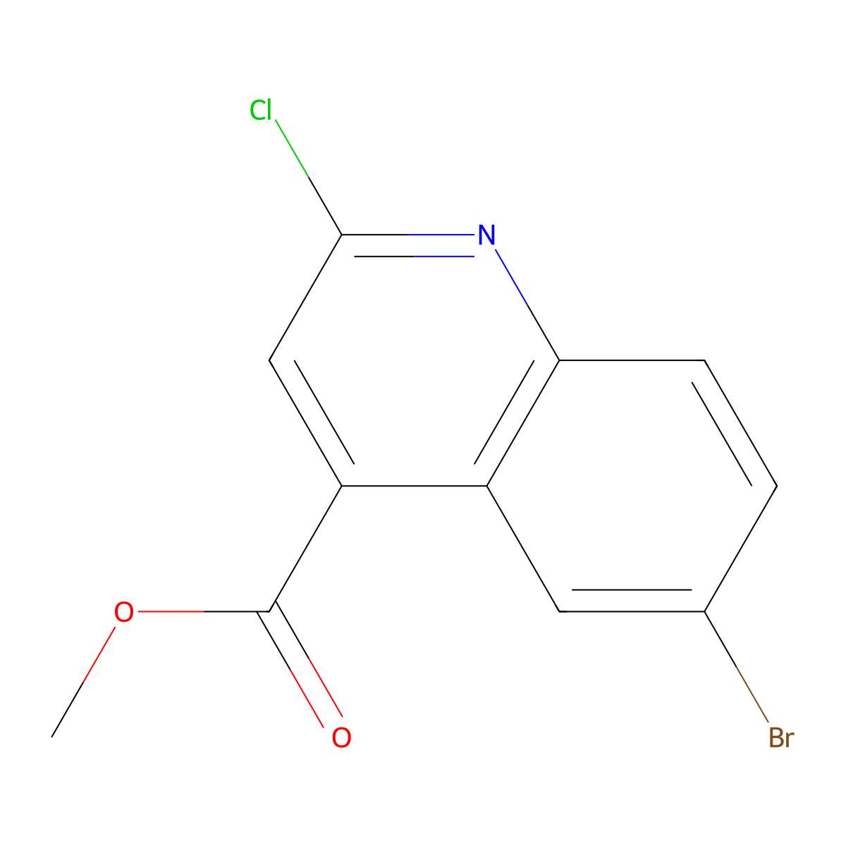 Methyl 6-bromo-2-chloroquinoline-4-carboxylate molecular structure, CAS 680213-43-8